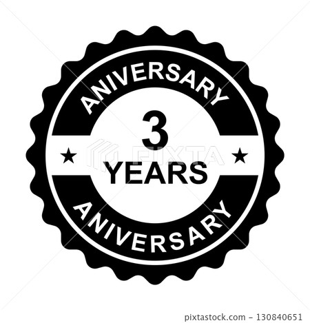3 years anniversary gold icon vector for graphic design, logo, website, social media, mobile app, UI illustration 130840651