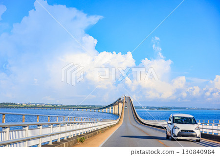 Driving across Irabu Bridge in Miyakojima (September) 130840984