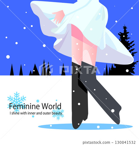 一位穿著裙子的女人在雪中跳舞的插圖 一位穿著裙子的女人在雪中跳舞的插圖 130841532