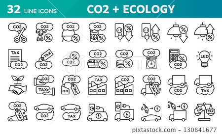A set of 32 icons related to co2 and eco. A set of 32 icons related to co2 and eco. 130841677