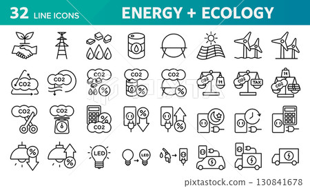 能源和生態圖標集。 能源和生態圖標集。 130841678