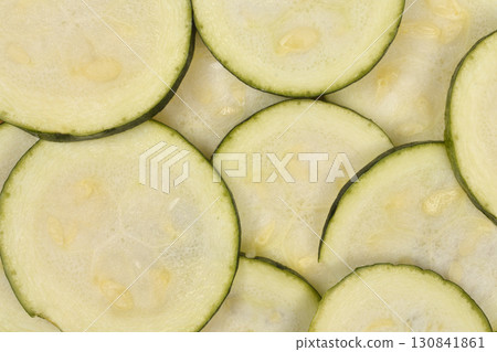 Circular zucchini slices Circular zucchini slices 130841861
