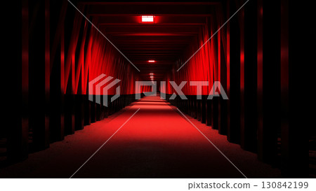 A landscape of Kyoto's spiritual approach and hope, symbolized by a row of rough vermilion torii gates 130842199