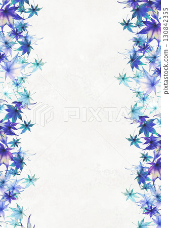 A maple frame in vibrant blue watercolor colors 130842355