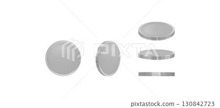 Set of 5 silver coins on white background. Set of 5 silver coins on white background. 130842723