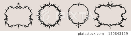 Tribal tattoo frames set isolated on background 130843129