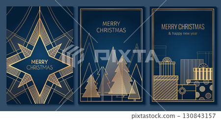 Minimalist Christmas card templates set 130843157