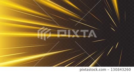 Speed ray anime effect with golden light streaks 130843260