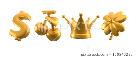 3D casino golden icon set 130843283