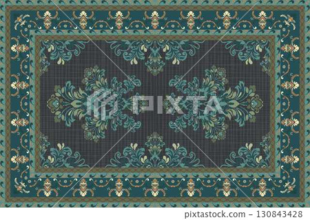 Vintage Arabic pattern.Persian colored carpet.Ikat ethnic style moroccan rug and carpet.Rich ornament for fabric design,handmade,interior decoration,rug,tapis,yoga mat,textiles.Multicolored background 130843428