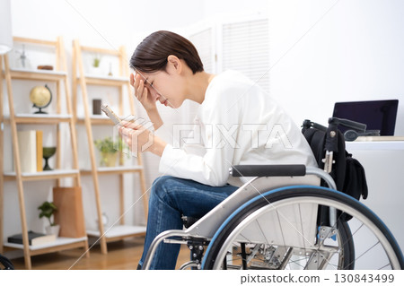 輪椅婦女智慧型手機的擔憂 130843499