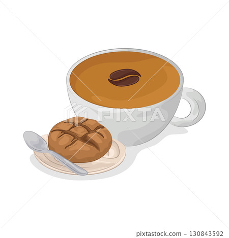 Illustration of coffee with cookies 130843592