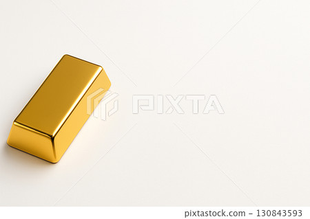 一塊金塊的圖像,放置在白色背景上,具有充足的複製空間 一塊金塊的圖像,放置在白色背景上,具有充足的複製空間 130843593