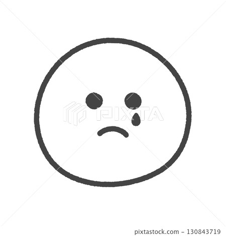 手繪哭臉表情符號 - 悲傷情緒和煩惱的簡單可愛形象 130843719