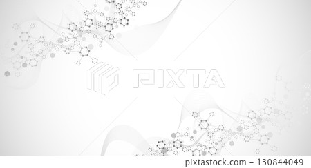 Health care or medical abstract background with hexagons, lines and dots. Scientific innovation banner template concept. Biology and pharmaceutical technology background. Vector illustration. 130844049