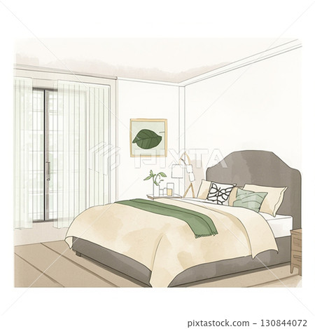 Model room-style stylish bed and bedroom interior 130844072