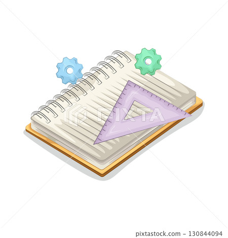 Illustration of book and ruler 130844094