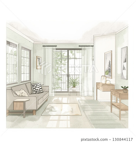 Bright living space with sofas to relax in Bright living space with sofas to relax in 130844117