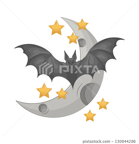 Illustration of bat and moon 130844286