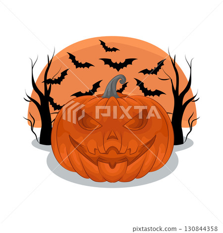 Illustration of scary pumpkin Illustration of scary pumpkin 130844358