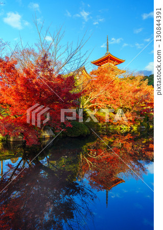 Autumnal leaves and triple tower of Kiyomizudera 130844391