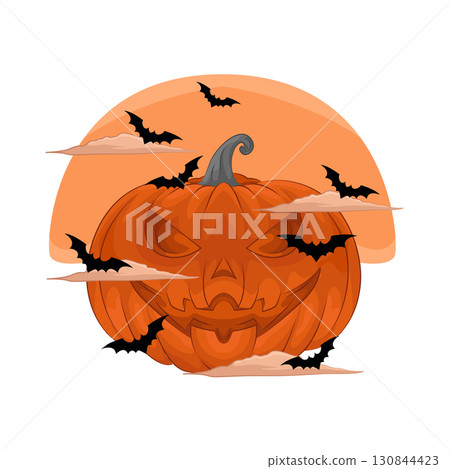 Illustration of scary pumpkin  130844423