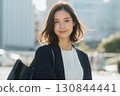 A positive woman changing jobs to advance her career, with a refreshing smile 130844441