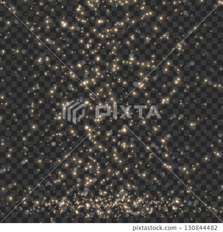 Magical falling gold dust and sparkling particles overlay effect. Vector 130844482