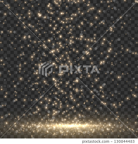 Magical falling gold dust and sparkling particles overlay effect. Vector Magical falling gold dust and sparkling particles overlay effect. Vector 130844483
