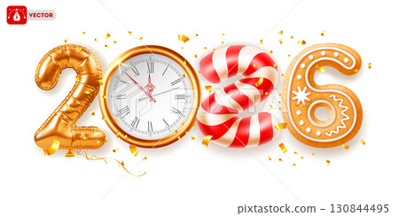 Happy New Year 2026 Logo With Creative Numbers Happy New Year 2026 Logo With Creative Numbers 130844495