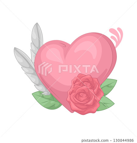 Illustration of heart with rose 130844986
