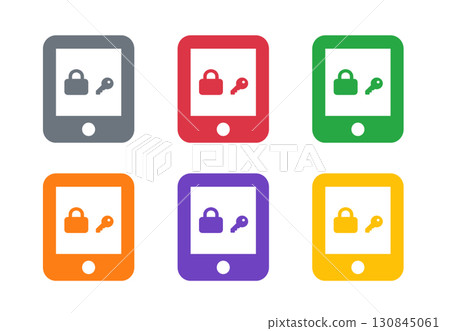平板電腦裝置圖示集由 6 種顏色組成，象徵安全 130845061