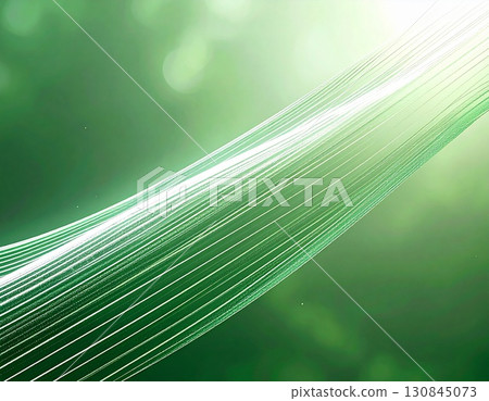 綠色發光光抽象波背景 130845073