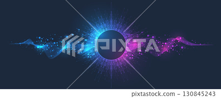 Scientific vector illustration quantum computer technology. Plexus fiction effect. Deep learning artificial intelligence. Big data algorithms visualization. Quantum explosion background. Scientific vector illustration quantum computer technology. Plexus fiction effect. Deep learning artificial intelligence. Big data algorithms visualization. Quantum explosion background. 130845243
