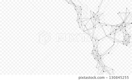 Abstract tech network connection dots. Digital technology and big data analysis background. White background with plexus lines. Geometric background with abstract mesh 130845255