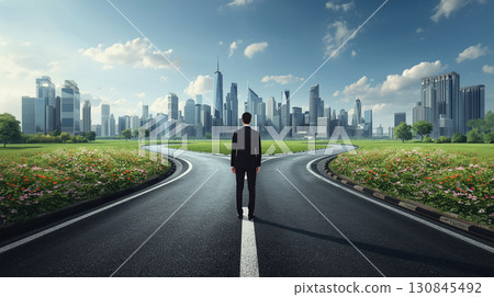 man on the road man on the road 130845492