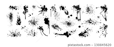 Spray paint drips, black inky blots, graffiti splatters or speckles with grunge effect 130845620