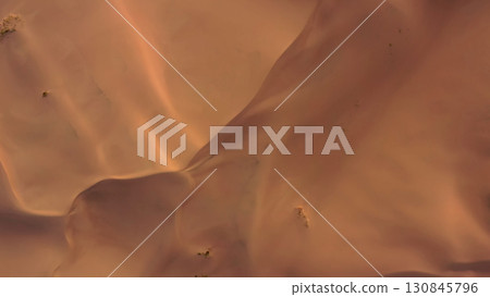 Aerial top view on sand dunes in desert Aerial top view on sand dunes in desert 130845796