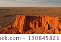 Bayanzag flaming cliffs at sunset in Mongolia 130845821