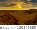 Bayanzag flaming cliffs at sunset in Mongolia 130845865