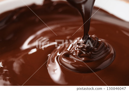 poured melted dark chcolate background closeup poured melted dark chcolate background closeup 130846047