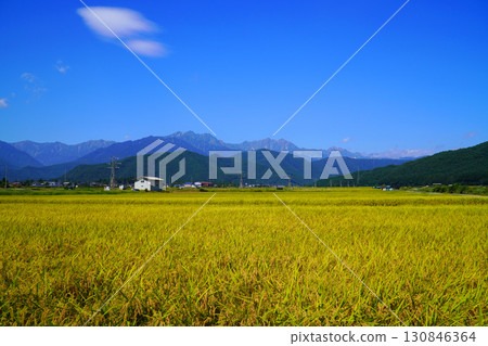 秋天米領域和北阿爾卑斯山 秋天米領域和北阿爾卑斯山 130846364
