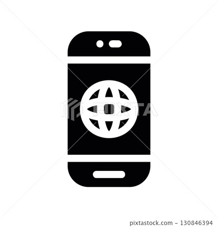 Simple black vector icon with a theme smartphone, internet 130846394