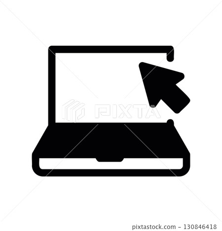 Simple black vector icon with a theme laptop Simple black vector icon with a theme laptop 130846418