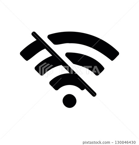 Simple black vector icon with a theme turned off wifi Simple black vector icon with a theme turned off wifi 130846430