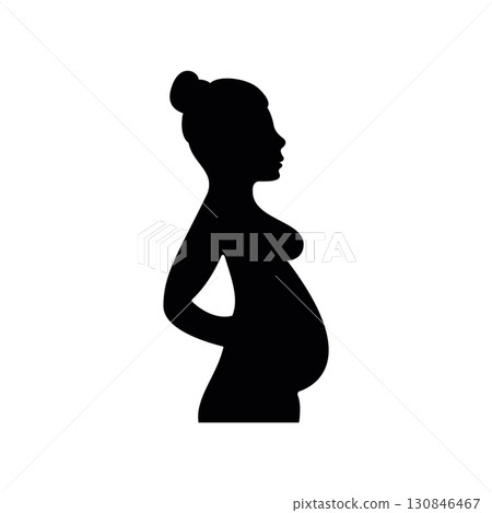 Simple black vector icon with a theme pregnant woman Simple black vector icon with a theme pregnant woman 130846467