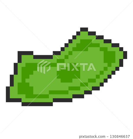 Dollar banknote falling pixel art, vector retro 8 bit video game black outline green paper bill fly, money cash, bank 130846637