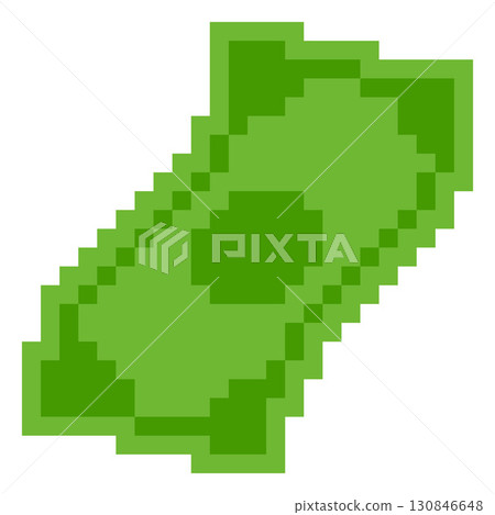 Dollar banknote falling pixel art, vector retro 8 bit videogame green paper bill fly, money cash, currency, bank payment 130846648