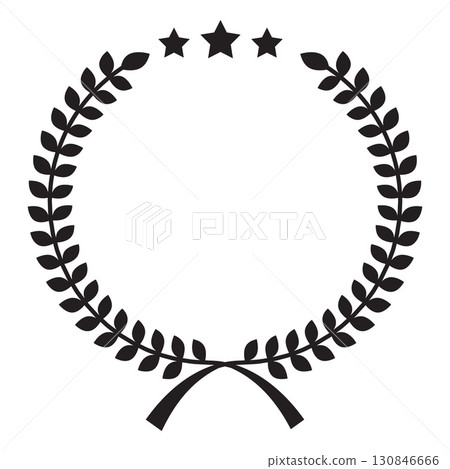 Premium quality badge laurel wreath with stars, vector award medal black silhouette, achievement mark guarantee label Premium quality badge laurel wreath with stars, vector award medal black silhouette, achievement mark guarantee label 130846666