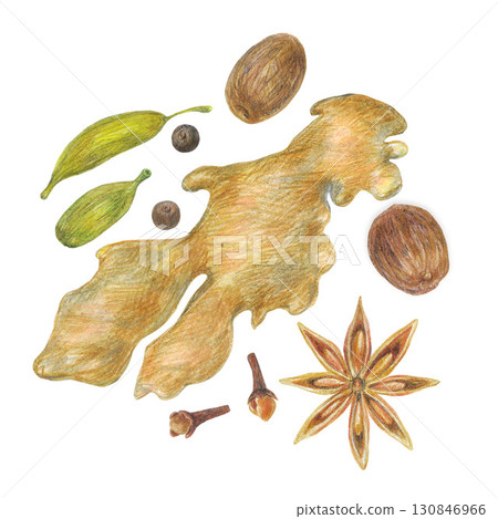 cinnamon, sketch, spice 130846966